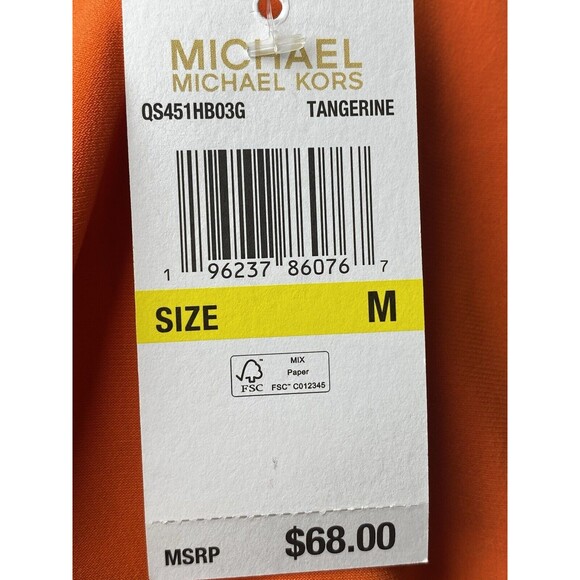 F. Michael Kors Top M Orange Blouse Short Sleeve Round Neck NWT $68 - Picture 10 of 10